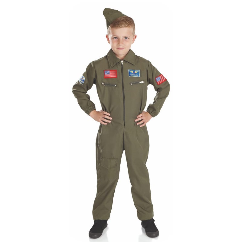 fun shack Kids Flight Suit Pilot Costume, Air Force Fighter Pilot WW2 Costume Kids, Boys Halloween Costumes, X-Large - Image 2